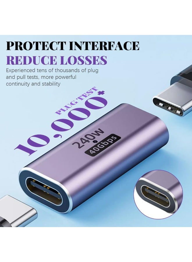 USB-C Female to USB-C Female Adapter 240W Power Delivery & 40Gbps High-Speed Connector – 8K@60Hz Video Support for Laptops, Phones & Tablets - Image 4